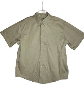 TravelSmith Men's Khaki Short Sleeve Button Down Shirt XXL 100% Cotton
